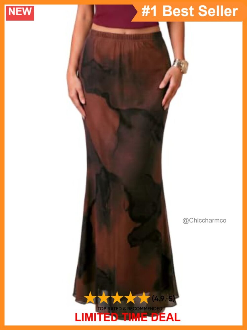 Womens Maxi Skirt Mesh Mermaid Long High Waist Pull On Floral